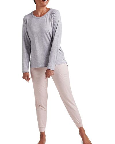 Tahari 2-piece Relaxed Fit High Low Tee & Sweatpants Pyjama Set - Grey