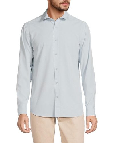 Kenneth Cole Solid Button Down Shirt - Gray