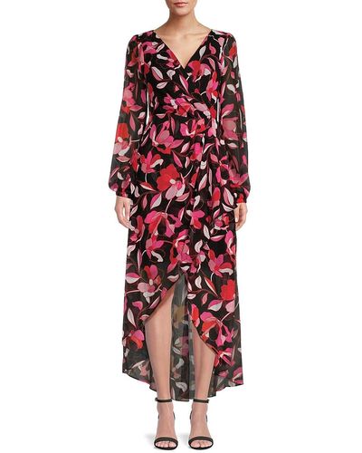 Guess Floral Screenprint High-Low Dress - Red