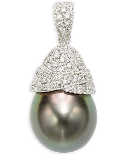 Tara Pearls 18k , 12-13mm Tahitian Pearl & Diamond Pendant - White