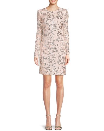 Vince Camuto Floral Embroidered Sheath Dress - White