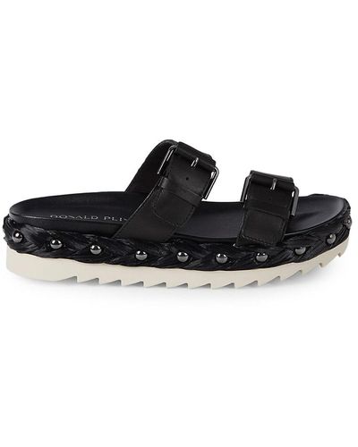 Donald J Pliner Larabee Leather Slide Sandals - Black