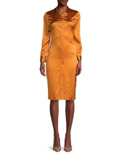 Bottega Veneta Stretch-silk Shirt Midi Dress - Orange