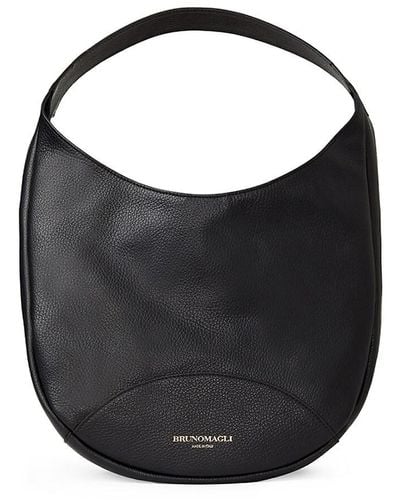 Bruno Magli Mini Leather Hobo Bag - Black