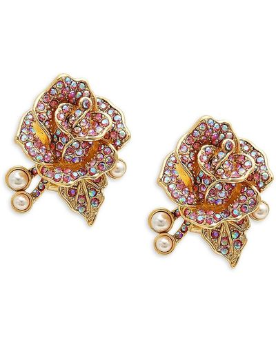 Heidi Daus Goldtone & Crystal Flower Earrings - Multicolor
