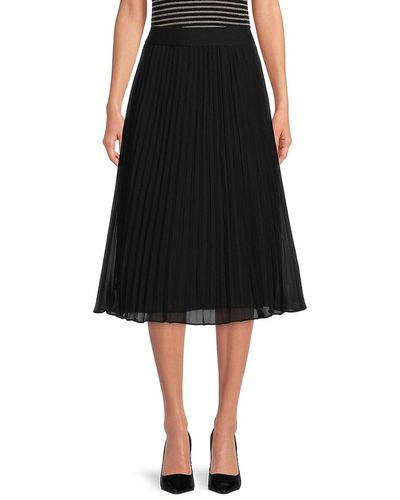 St. John Dkny Accordion Pleated Skirt - Black