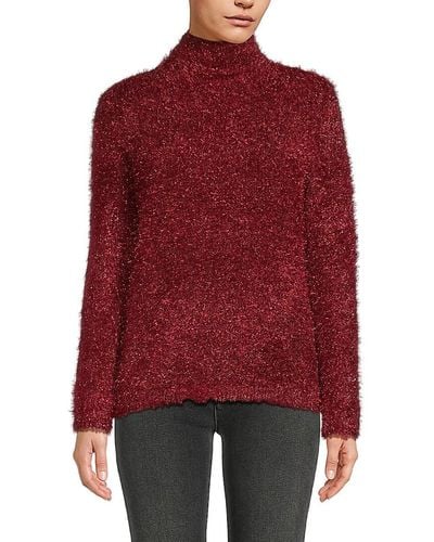 Calvin Klein Highneck Metallic Sweater - Red