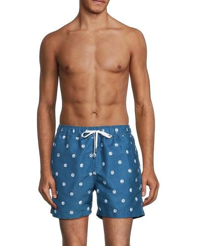 Onia Print Drawstring Swim Shorts - Blue