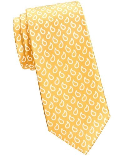 Brioni Print Silk Tie - Yellow