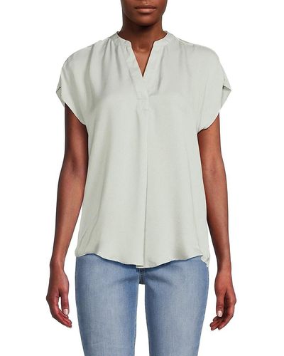 Magaschoni Mandarin Collar Extended Sleeve Top - White