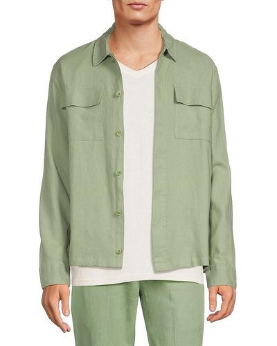Saks Fifth Avenue 'Linen Blend Shirt - Green