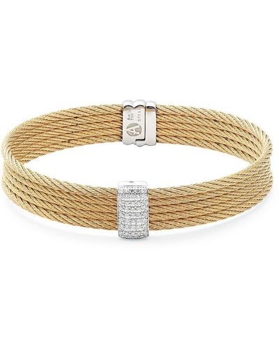 Alor 18k Gold & Stainless Steel Bangle Bracelet - White