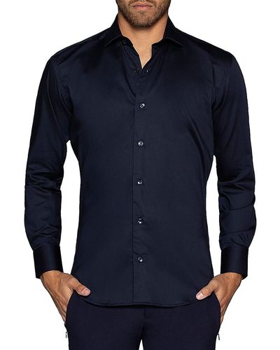 Bertigo Justo Solid Button Down Shirt - Blue