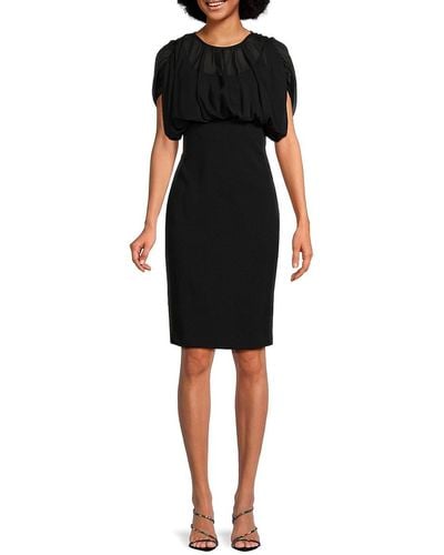Calvin Klein Sheer Blouson Sheath Dress - Black