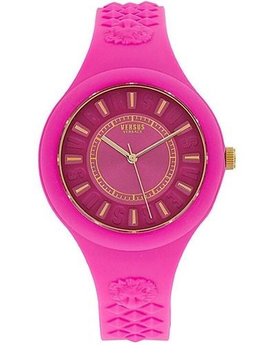 Versus Fire Island 39mm Ip Goldtone Stainless Steel & Silicone Strap Watch - Pink