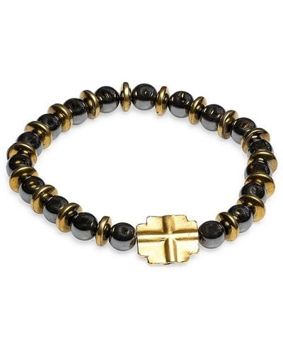 jean claude 24k Gold Vermeil & Hematite Southern Cross Beaded Bracelet - Black