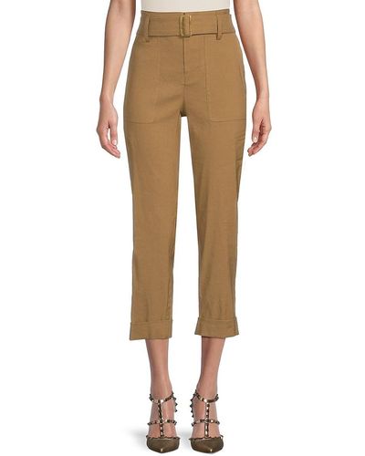 Vince Linen Blend Cropped Trousers - Natural