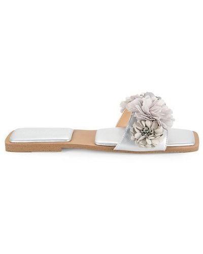 Charles David Orderly Flower Flat Sandals - White