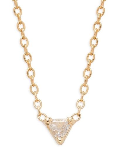Zoe Chicco 14K & 0.1 Tcw Diamond Triangle Pendant Necklace - Metallic