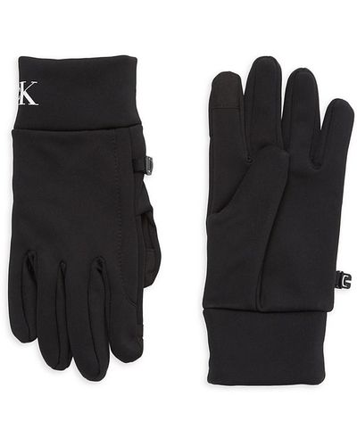 Calvin Klein Bonded Knit Logo Gloves - Black
