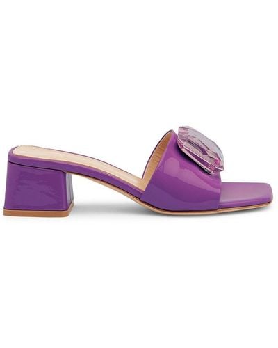 Gianvito Rossi Jaipur Block Heel Patent Leather Sandals - Purple