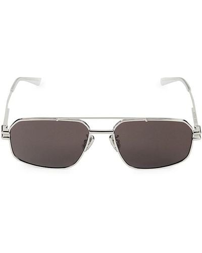 Bottega Veneta 58mm Rectangle Sunglasses - Metallic