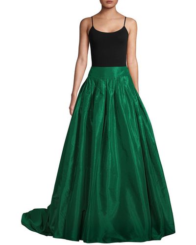 Carolina Herrera Pleated Silk-satin Maxi Skirt - Green