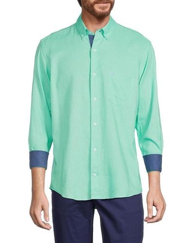 Tailorbyrd Linen Blend Contrast Sport Shirt - Green