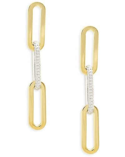 Lafonn 18k Goldplated Sterling Silver, Platinum-plated Sterling Silver & Simulated Diamond Paperclip Drop Earrings - Metallic