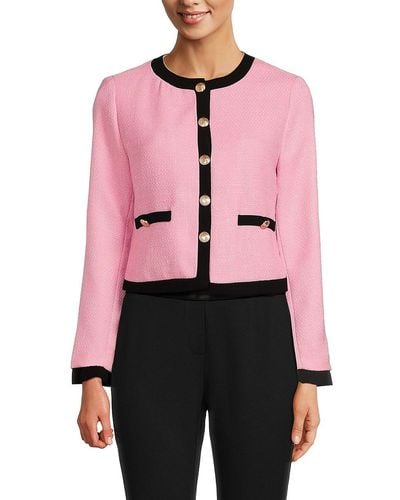 Wdny 'Piping Textured Jacket - Pink