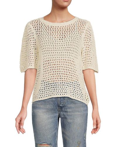 Joie Open Knit Solid Top - White