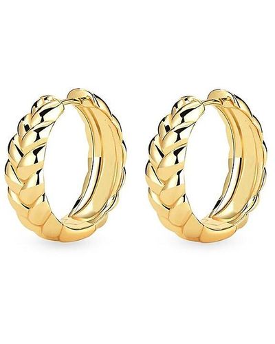 Gabi Rielle Love Struck Braided Babe 14k Gold Vermeil Hoop Earrings - Metallic