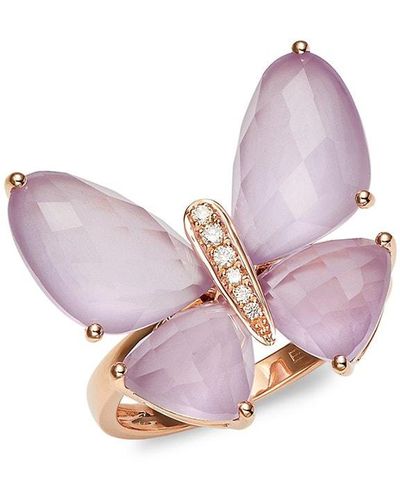 Effy 14K Rose, Diamond & Amethyst Butterfly Ring - Pink