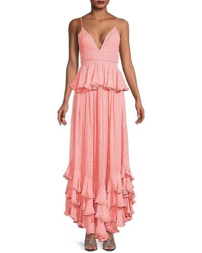Rococo Sand Ruffle Peplum Maxi Dress - Pink