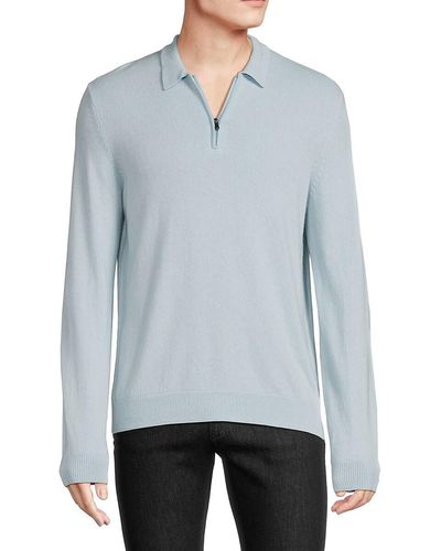 Amicale Classic Fit Long Sleeve Cashmere Polo Sweater - Gray