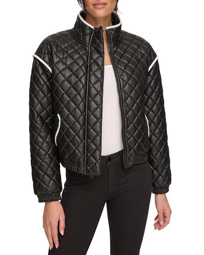 Andrew Marc Faux Leather Quilted Jacket - Black