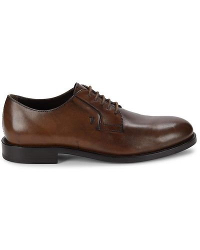 Tod's Liscio Fondo Leather Derby Shoes - Brown