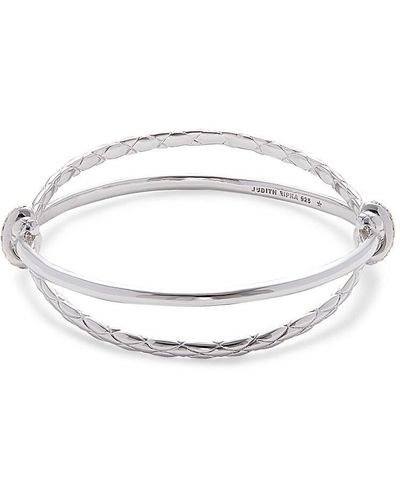 Judith Ripka Aura Crisscross Sterling Silver Braided Bangle Bracelet - White