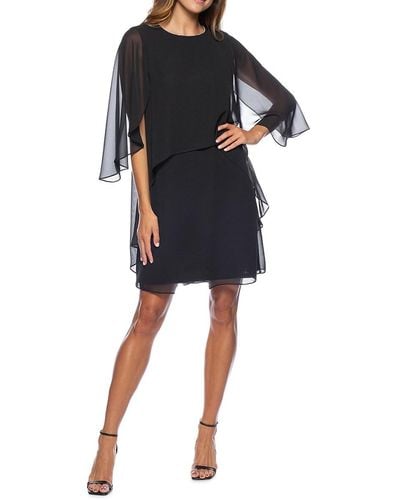 Marina Flutter Sleeve Chiffon Mini Dress - Black