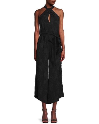 BCBGMAXAZRIA Floral Halterneck Jumpsuit - Black