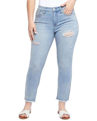 Seven7 Tower High Rise Straight Cropped Jeans - Blue