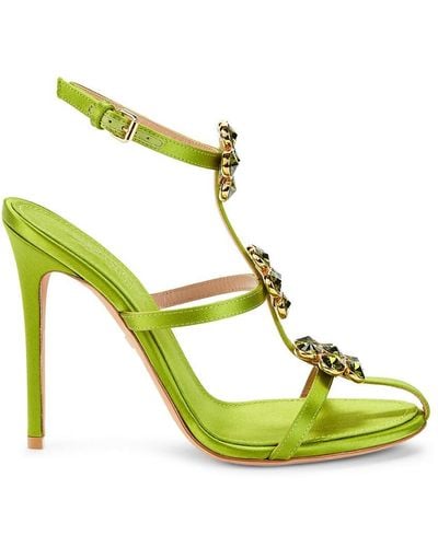 Giambattista Valli Embellished Stiletto Satin Sandals - Green