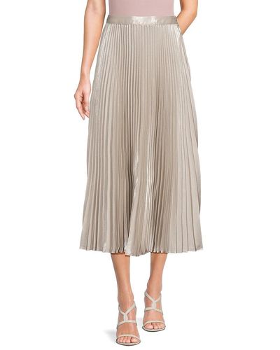 Reiss Elle Metallic Pleated Midi Skirt - Natural