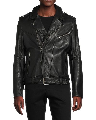 HUGO Leather Moto Jacket - Black