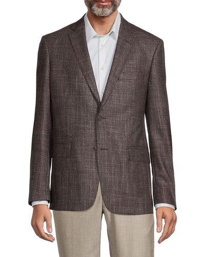 JB Britches Tailored Fit Textured Wool Blend Sportcoat - Gray