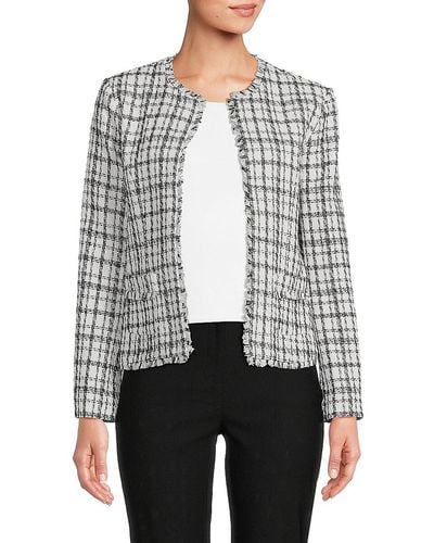 Nanette Lepore Tweed Short Blazer - Gray