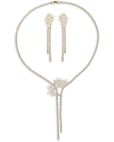 Eye Candy LA Luxe April 2-Piece 18K Goldplated & Cubic Zirconia Necklace Earring Set - White