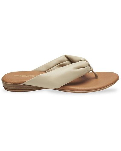 Andre Assous Puffy Leather Thong Flat Sandals - White