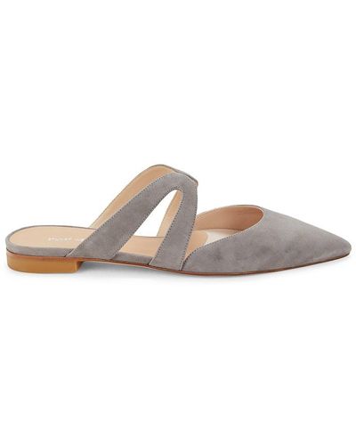 Stuart Weitzman Mariposa Suede Flat Mules - White