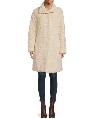 Donna Karan Reversible Quilted Faux Fur Coat - Natural